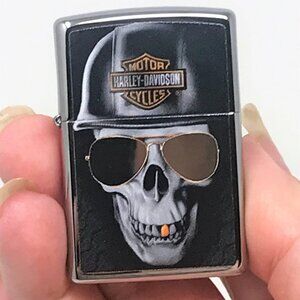 Harley-Davidson Edgy Skull Design Indoor Outdoor Windproof Zippo Lighter